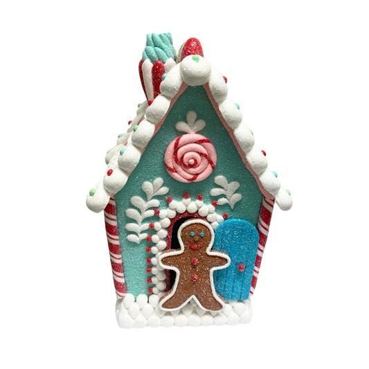10" CANDY GINGERBREAD HOUSE WITH LED LIGHT
