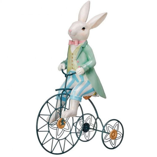 Regency International Resin and Metal Bunny on Tricycle 16.25"