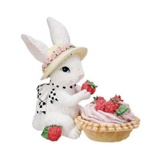 Regency International Resin Bunny with Raspberry Tart 5.75"