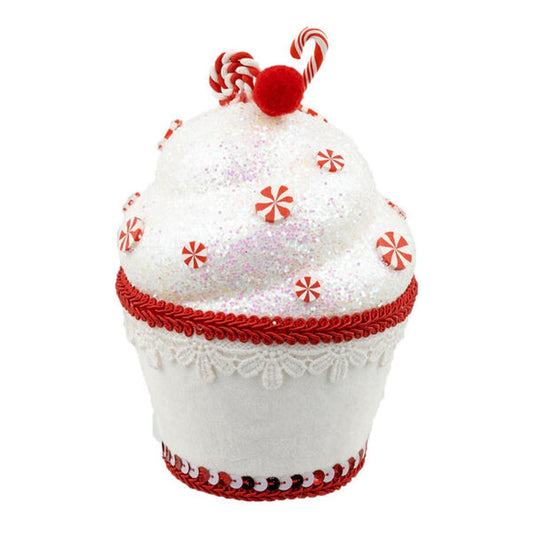 December Diamonds Candy Cane Lace 6.5In Cupcake Ornament