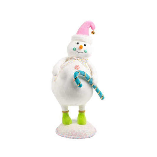 December Diamonds Snow Cream Shoppe 22" Snowman With Blue Candy Cane