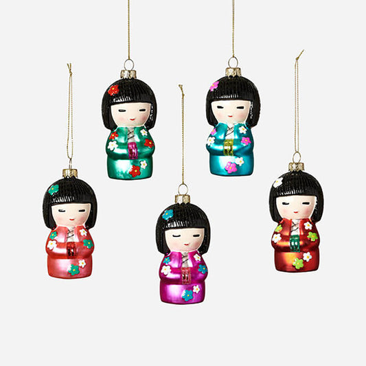 Japanese Kokeshi Doll Ornament 3.75"