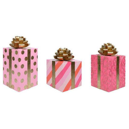 December Diamonds Pink Christmas Set Of 3 Pink / Gold Gift Boxes Display