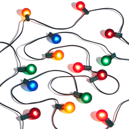 14' Connectable Matte Globe String Light Green Wire w/ 15 Multicolor Lights