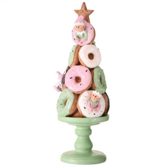 Regency International 15" Resin Doughnut With Elves Tree On Pedestal