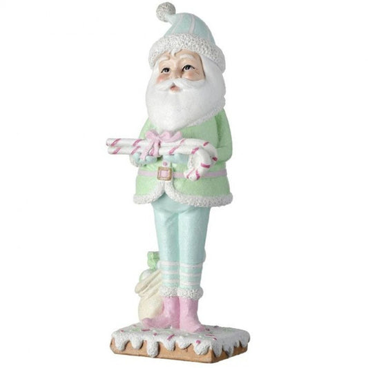Regency International 9.5" Resin Pastel Santa With Candy Canes
