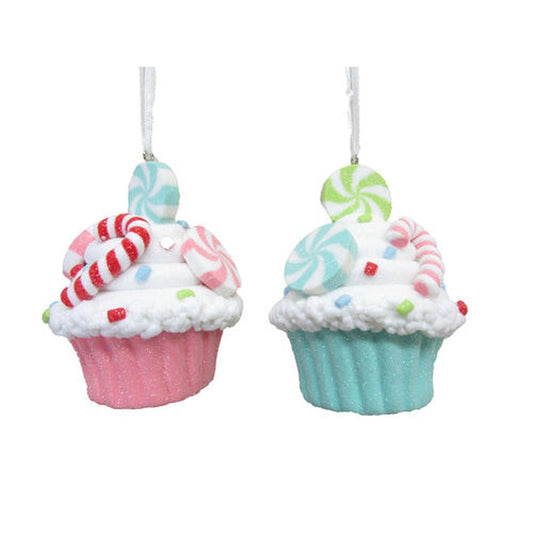 December Diamonds Candy Cane Cupcakes Set of 2 Christmas Ornaments.