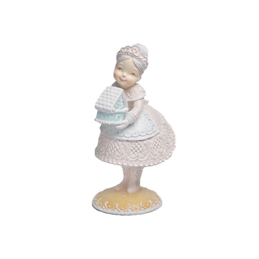 December Diamonds Gingerbread Mrs Claus with Candy House Figurine.