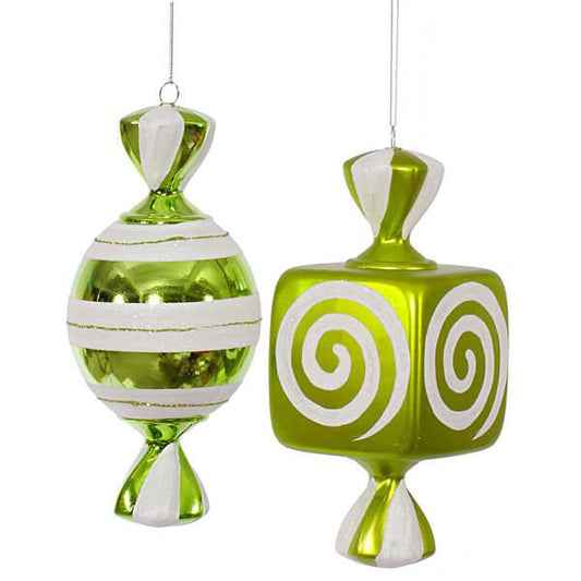 Lime Green Large Candy Ornaments - 8 Inch: 2-Piece Box