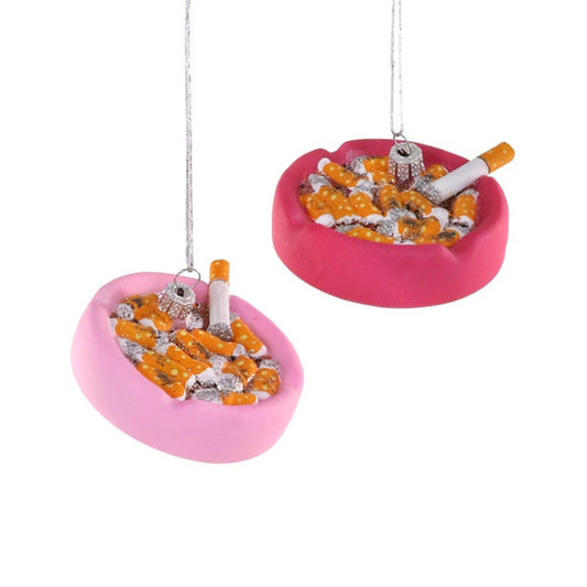 Pink Ashtray Cigarette Holder Ornament 2.75"