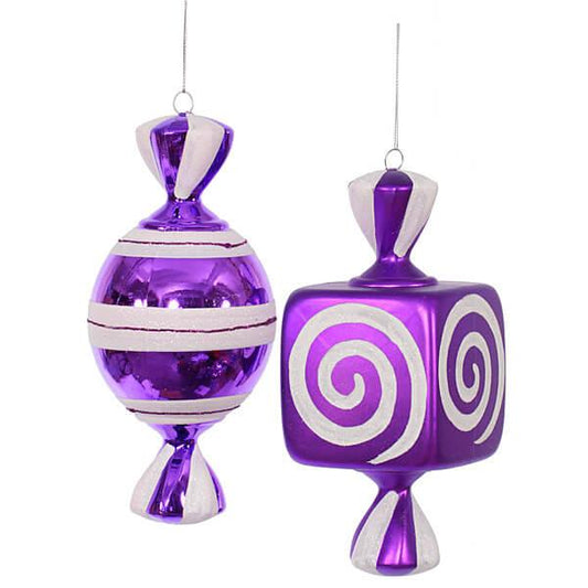 Purple Large Candy Ornaments - 8 Inch: 2-Piece Box
