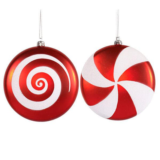 Red Candy Swirl Ornaments - 4.75 Inch: 4-Piece Box