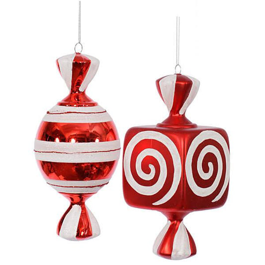 Red Large Candy Ornaments - 8 Inch: 2-Piece Box